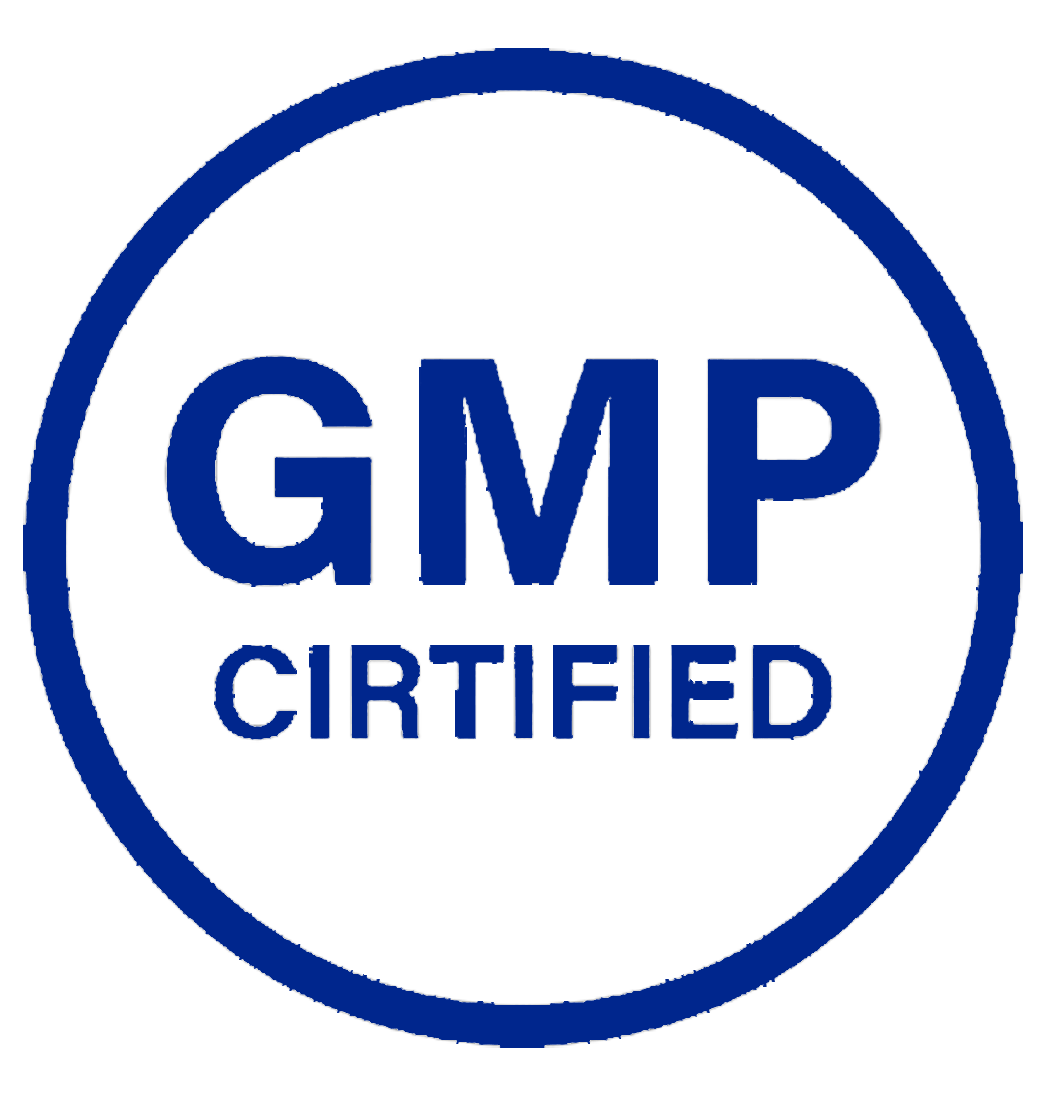 GMP Certified logo with blue text on a white background